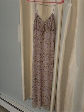 Lilac Floral Slip Dress with Spaghetti Straps